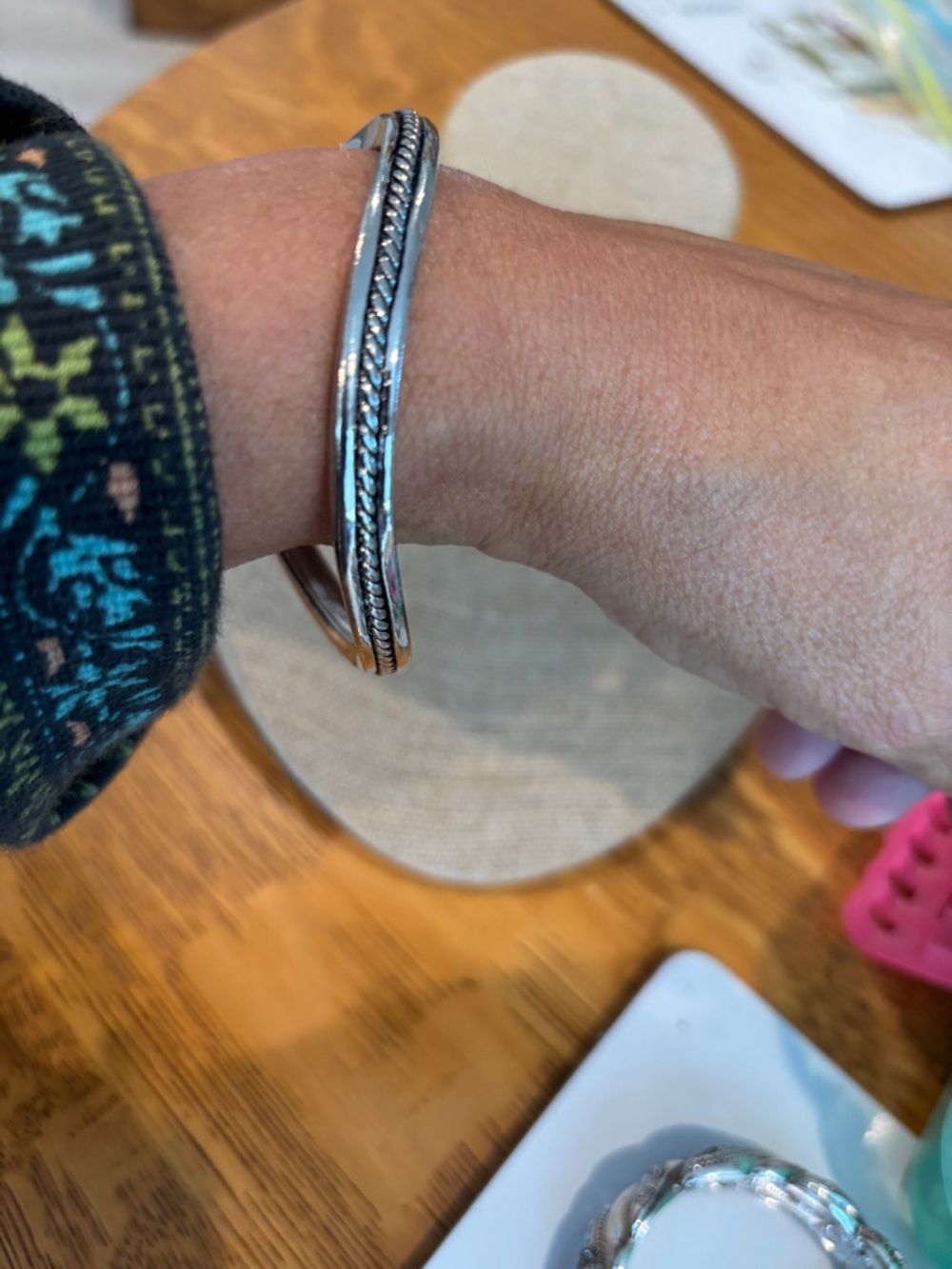 Silver Twisted Rope Bangle Bracelet